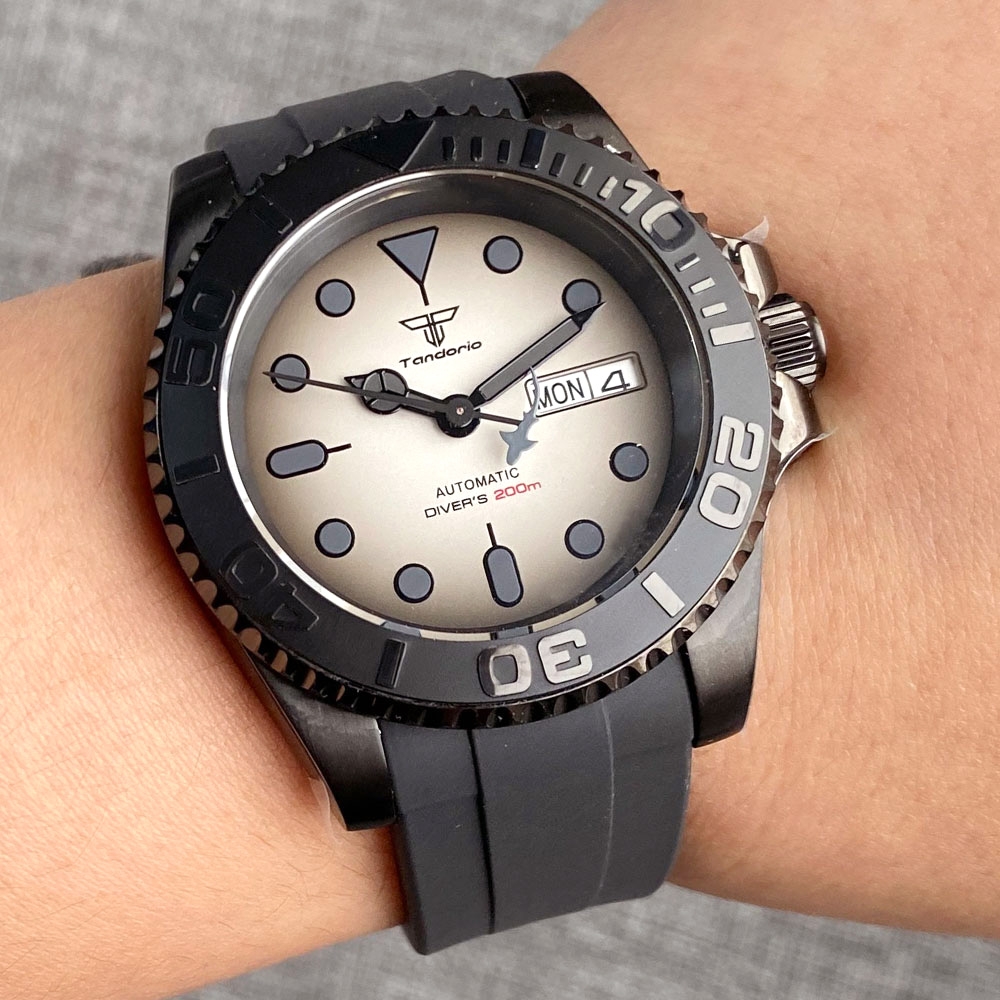 Rubber Strap Diver - Tandorio 200M Waterproof NH36A Vintage Black