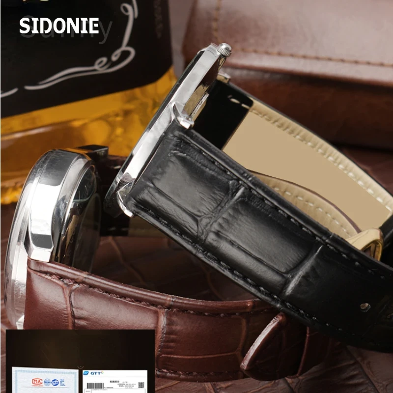 Genuine Leather Cowhide Men's  - огляд і ціна Cartier Watch Santos